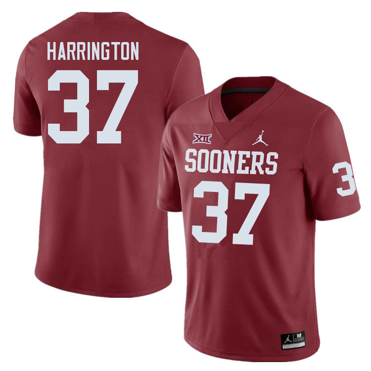 Oklahoma Sooners #37 Justin Harrington College Football Jerseys Sale-Crimson